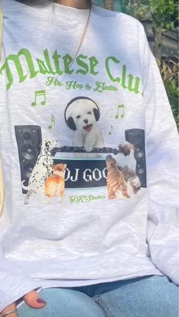 Wai Kei 와이케이 MalteseDJ 말티즈 긴팔 T셔츠