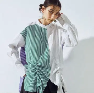 UN3D. 헴 개더 셔츠