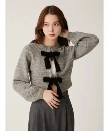 릴리 브라운 벨로아 리본 가디건 LILY BROWN