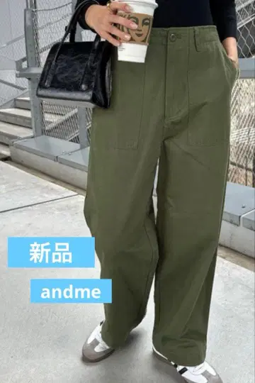 [ 새상품 ] 와이드 팬츠 베이커 팬츠 S 사이즈 카키 andme