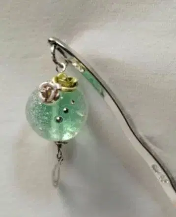 시미즈자카 유리관 헤어콤 라이트 그린 스카이블루 꽃 구슬 teftef