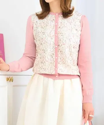 플리마셰릴 플라워 자수 도킹 니트 가디건