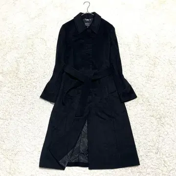 컨디션 최상 INED 캐시미어 100% 벨티드 롱 코트 A 라인 블랙