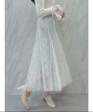 dazzlin 스팽글 튤 체크 스커트