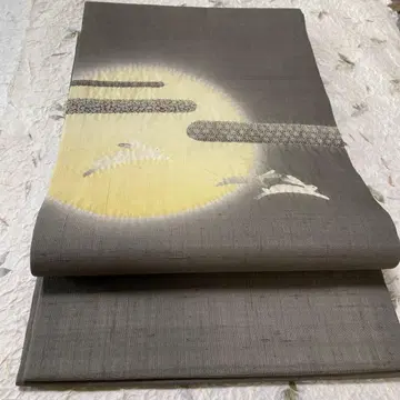 나고야 오비 (히라) 그레이 달과 토끼 무늬 202509041