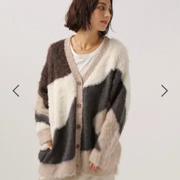 BAYFLOW 뉴앙스 패턴 가디건 모카