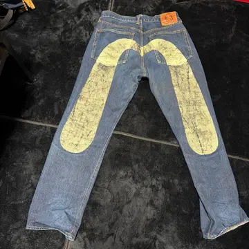 Evisu 데님 팬츠 백 로고