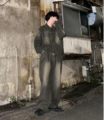 [ 완판템 ] WISH FOR EVER 오버 다이 데님 셋업