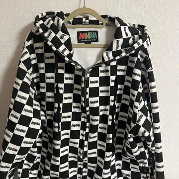 WANIMA 화이트 블랙 체크 XL 후드티