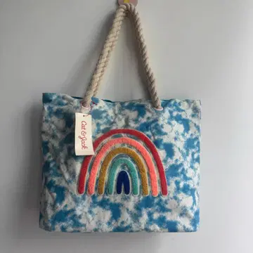 Cat & Pearl 토트백 파란 구름 무늬