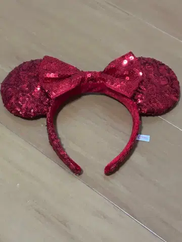 빨간색 스팽글 미키 귀 머리띠