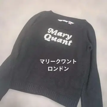 Mary Quant 블랙 긴팔 니트 로고 비즈