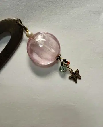 시미즈자카 유리관 헤어콤 한나리 타마 핑크 teftef