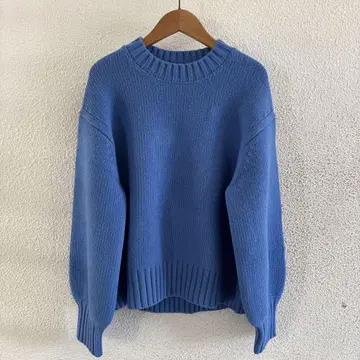 유나이티드 애로우즈 니트 로우 게이지 볼륨 슬리브 블루