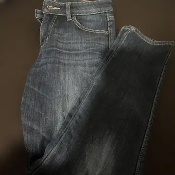 다크 블루 스트레이트 레그 데님 속기모 두꺼운 따뜻한 웜 팬츠 w70