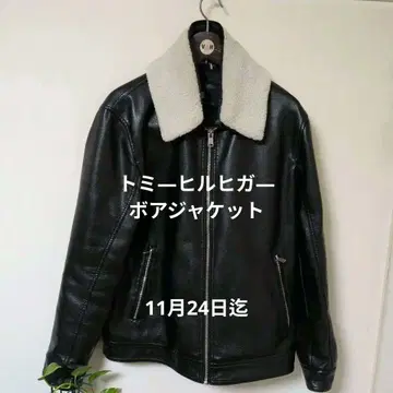 타미힐피거 인조 가죽 보아 자켓 사이즈 M 일본 표기 XL?