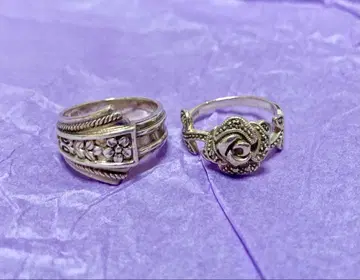 ANNA SUI 꽃 실버 반지 2개 세트