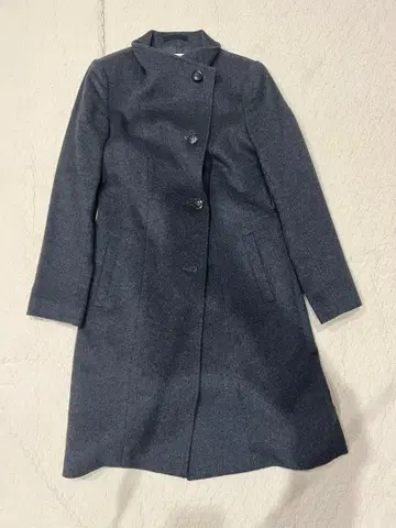 ROPE 다크 그레이 버튼 롱 코트