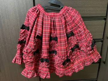 [ Chalmiere ] 타탄 체크 스커트 와인 새상품 즉시 구매 가능