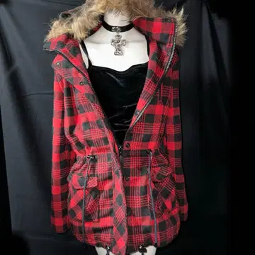 헤이세이 갸루 Y2K 그런지 자켓 다크코어 NANA 체크 코트