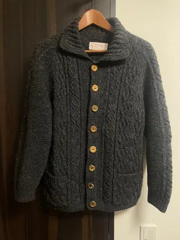 INVERALLAN 다크 그레이 3A 케이블 니트 스웨터 남성용 L 정도