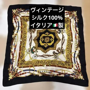 빈티지 실크 100% vintage 마차 스카프 이탈리아제