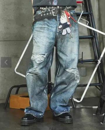 OPENING ACT 올 패턴 전사 배기 실루엣 데님 팬츠