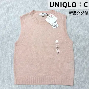 택 포함 새상품 UNIQLO C 크루넥 스웨터 캐시미어 100% 핑크