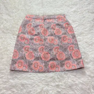 [ MAC PHEE ] 꽃무늬 올 패턴 타이트 미니 스커트 핑크 그레이