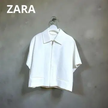 ZARA ZW COLLECTION 크롭 흰색 화이트 반팔 자켓