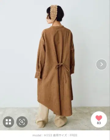 백리본 코듀로이 롱 셔츠 원피스