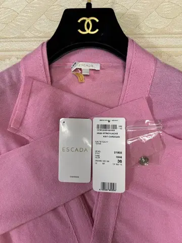 ESCADA 핑크 캐시미어 100% 가디건 36 새상품급