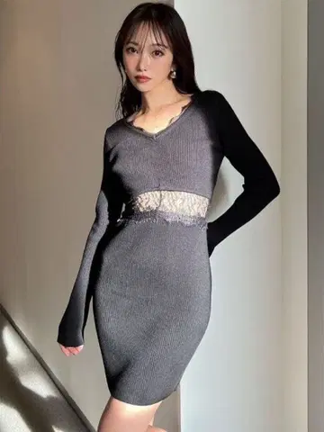 [ 택 포함 새상품 ] RESEXXY 허리 레이스 미니 원피스