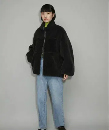 ADAM ET ROPE' 리버서블 보아 자켓 블랙 F 사이즈