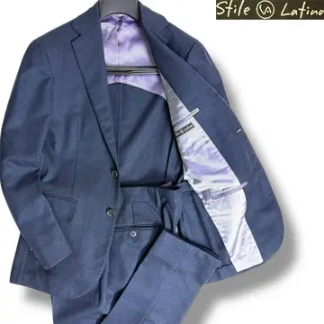 J6268 새상품급 스틸레 라티노 세미 트위드 홉색 수트 네이비 44