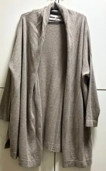 캐시미어 100% 자유구 롱 가디건 무릎 기장 코트 밀크 베이지