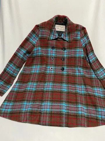 타탄 체크 A라인 코트 웨스트우드 체크 피치 존 사이즈 S