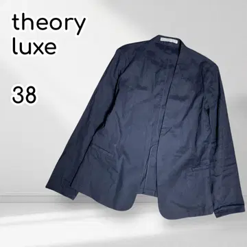 theoryluxe 린넨 혼방 노카라 오픈 자켓 스트레치