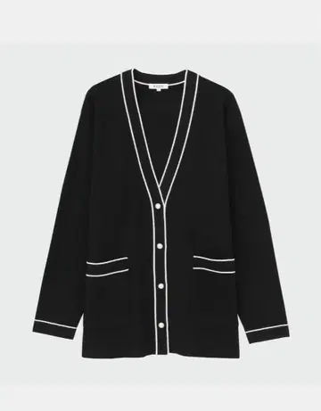 플라스테 펄 버튼 V넥 가디건 블랙 M 사이즈