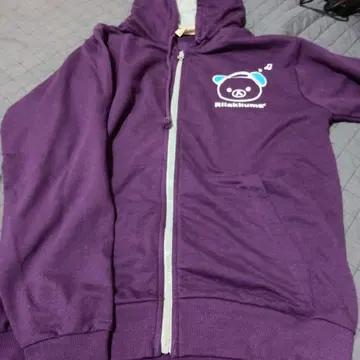 리락쿠마 풀 지퍼 후드티 보라색
