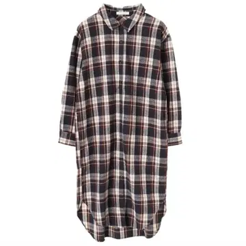 GreenParks 캐주얼 체크 셔츠 원피스 프리 사이즈 브라운