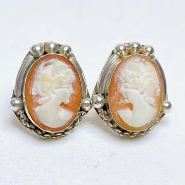 빈티지 카메오 귀걸이 925 핑크