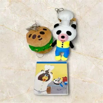 팬더 숟가락 낚시릴 부착 봉제 인형 키링 2개 메모 선물