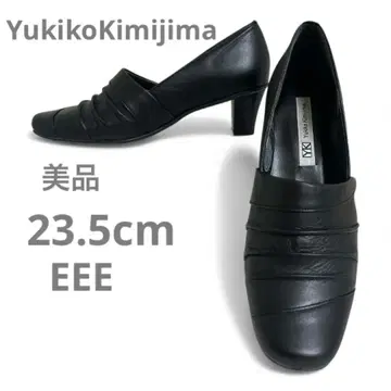 새상품급 유키코 키미지마 펌프스 힐 일본제 가죽 블랙 포멀