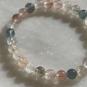 투명 토끼털 루틸 팔찌 파랑 핑크 고품질