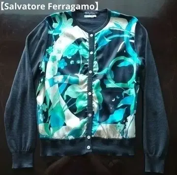 하자 있음 [ Salvatore Ferragamo ] 울 실크 가디건