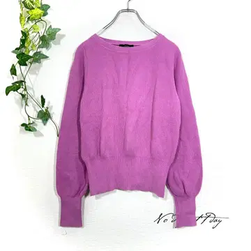 그린 라벨 릴랙싱 스웨터 보트넥 핑크 편하찌 퍼프 소매