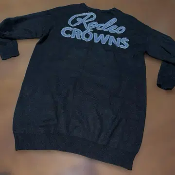 로데오 크라운즈 니트 원피스 블랙 x 데님 로고