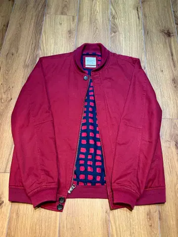 빨간색 블루종 안감 체크 무늬