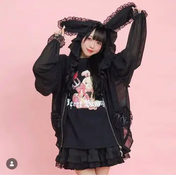 시크릿 허니 토끼 귀 쉬폰 후드티